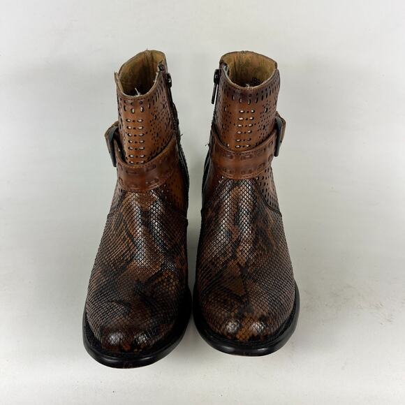 J.B. Dillon Reserve Boots Women's 8 Brown Snake Python Buckle Strap Ankle Bootie - Picture 4 of 11